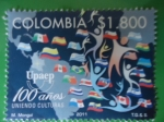 Stamps Colombia -  UPAEP-100 Años uniendo culturas.(Pintor:M.Mongui)