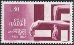 Stamps : Europe : Italy :  20º ANIVERSARIO DE LA RESISTENCIA. CRUZ GAMADA Y BRAZOS. Y&T Nº 918