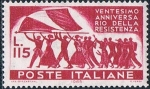 Stamps Italy -  20 ANIVERSARIO DE LA RESISTENCIA. COLUMNA Y BANDERA. Y&T Nº 920