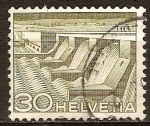 Stamps : Europe : Switzerland :  Tecnolgia y paisaje(Estación de Poser en el lago Ginebra en Verbois).