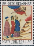 Stamps Italy -  7º CENT. DEL NACIMIENTO DE DANTE ALIGHIERI. EL PURGATORIO. Y&T Nº 931