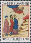 Stamps : Europe : Italy :  7º CENT. DEL NACIMIENTO DE DANTE ALIGHIERI. EL PURGATORIO. Y&T Nº 931