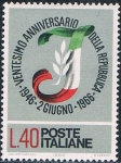 Stamps Italy -  20º ANIVERSARIO DE LA REPÚBLICA. Y&T Nº 950