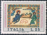 Stamps Italy -  NAVIDAD 1971. MINIATURAS DE LOS SIGLOS XII Y XIII. Y&T Nº 1089