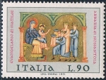 Stamps Italy -  NAVIDAD 1971. MINIATURAS DE LOS SIGLOS XII Y XIII. Y&T Nº 1090