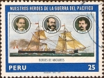 Stamps Peru -  Nuestros Héroes de la Guerra del Pacífico: Miguel Grau, Aguirre, Ferre.