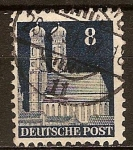 Stamps : Europe : Germany :  Frauenkirche, Munich.Zona de Ocupación estadounidenses, británicos.