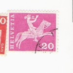 Stamps : Europe : Switzerland :  Hombre y caballo (repetido)