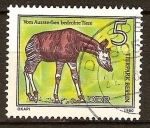 Stamps Germany -  Animales en peligro de extinción- Okapi,zoológico de Berlín(DDR)