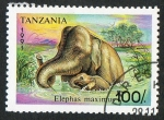 Sellos de Africa - Tanzania -  Mamiferos. Elephas maximus.