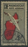Sellos de Africa - Madagascar -  SC12 - Avión y mapa