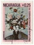 Stamps Nicaragua -  Pinturas Nicaraguenses.- Cuadro de Flores. R. Peñalva