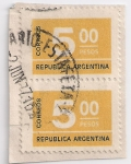 Sellos de America - Argentina -  cinco pesos (2)