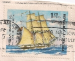 Stamps : America : Argentina :  Fragata Belgrano - Destierro de San martin