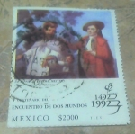 Stamps Mexico -  V centenario encuentro de 2 mundos 1442-1992