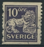 Sellos de Europa - Suecia -  S119 - León heráldico apoyado escudo armas