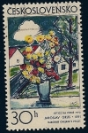 Stamps : Europe : Czechoslovakia :  Jaroslav Grus - Flores en la ventana -  Galería Nacional de Praga