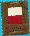 Stamps : Europe : Poland :  Mil aniversario de Polonia - Bandera en relieve
