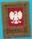 Stamps Poland -  Mil aniversario de Polonia - Escudo Aguila blanca en relieve
