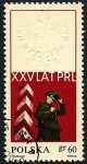 Stamps : Europe : Poland :  Guardia de frontreras - 25 Anivº Rep. Popular - Aguila blanca en relieve