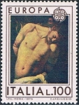 Sellos de Europa - Italia -  EUROPA 1975. LA FLAGELACIÓN DE CRISTO, POR EL CARAVAGGIO. Y&T Nº 1222