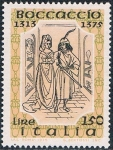 Stamps Italy -  6º CENT. DE LA MUERTE DEL ESCRITOR Y HUMANISTA GIOVANNI BOCCACCIO. Y&T Nº 1253