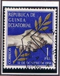 Stamps : Africa : Equatorial_Guinea :  Scott  1 Manos unidas y laurel