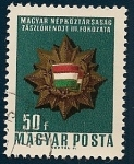 Stamps : Europe : Hungary :  Medalla con bandera República Popular de Hungria 