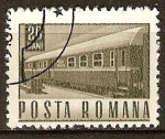 Stamps Romania -  Transp. y telecomu.-Entrenador de viaje Oficina de correos de ferrocarril(p).