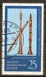 Sellos del Mundo : Europa : Alemania : Instrumentos antiguos de la Vogtland.Oboe (1785), Clarinete (1830), flauta (1817)DDR.