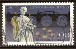 Stamps Germany -  600a Muerte de Juan Nepomuceno (1350-1693 a)Estatua de 1693 en el Puente de Carlos en Praga.