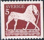 Stamps Sweden -  ESCULTURAS EN PIEDRA DEL ARTE GOTLANDÉS. MENSAJERO. Y&T Nº 778