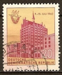 Stamps Germany -  Casa en Rostock, la semana Báltico Logo 7-15 de julio 1962 (DDR).