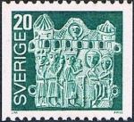 Stamps : Europe : Sweden :  SERIE BÁSICA. ESCUDO DE PEREGRINOS, SIGLO XII