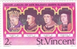 Stamps America - Saint Vincent and the Grenadines -  Silver Jubilee her Majesty queen Elizabeth II