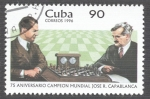 Stamps : America : Cuba :  75 Aniversario campeon mundial Jose R. Capa Blanca