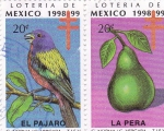 Stamps : America : Mexico :  Loteria de Mexico 1998-99 -EL PAJARO Y LA PERA