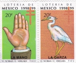 Sellos de America - M�xico -  Loteria de Mexico 1998-99 -LA MANO Y LA GARZA