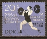 Sellos de Europa - Alemania -  Campeonato mundial y de Europa de lavantamiento de pesas,Berlin 1966(DDR)