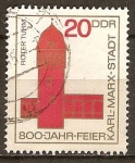 Sellos de Europa - Alemania -  800a Aniv de la ciudad Karl-Marx(torre roja Chemnitz)DDR