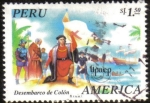 Stamps America - Peru -  Desembarco de Colon