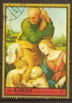 Stamps United Arab Emirates -  Rafael Sanzio:La Sagrada Familia.