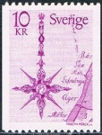 Stamps Sweden -  SERIE BÁSICA. FLECHA DEL NORTE SOBRE UN MAPA DE 1769. Y&T Nº 1019