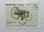 Stamps : Africa : Burkina_Faso :  Centenario de la invencion de la Motocicleta. Triciclo a Vapor.