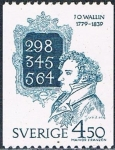 Stamps Sweden -  BICENT. DEL NACIMIENTO DE JOHAN OLOF WALLIN, ARZOBISPO, GRAN ORADOR Y POETA. Y&T Nº 1055