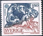 Stamps Sweden -  EUROPA 1981. FOLKLORE. TROLL INTENTANDO ATRAPAR A UN JINETE. Y&T Nº 1123