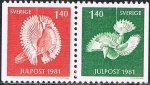 Stamps Sweden -  SELLOS PARA LA CORRESPONDENCIA DE NAVIDAD. PÁJAROS ESCULPIDOS EN MADERA. Y&T Nº 1158-59