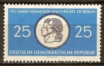 Stamps Germany -  150 años de la Universidad Humboldt de Berlín.Hermanos Humboldt(DDR)