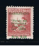 Stamps Peru -  Educación Nacional  Habilitado  Fondo del periodista Peruano.