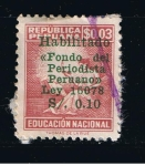 Stamps Peru -  Educación Nacional  Habilitado  Fondo del periodista Peruano.